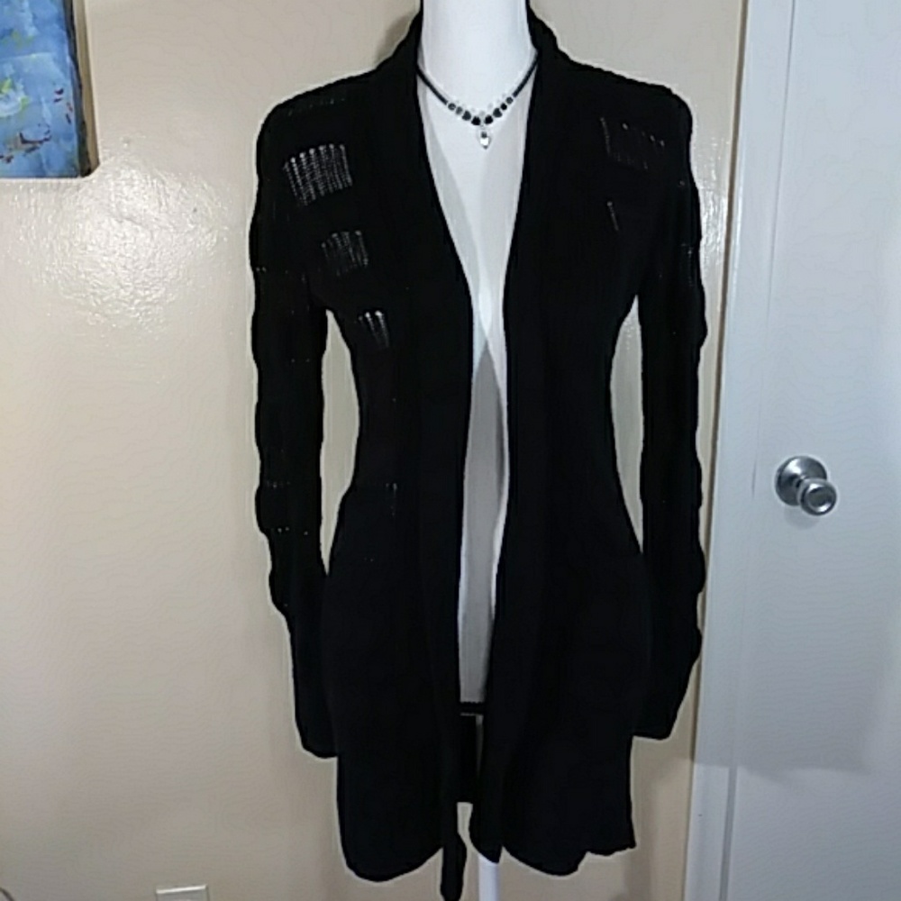2B Bebe Womens Black 100% Cotton Open Sweater